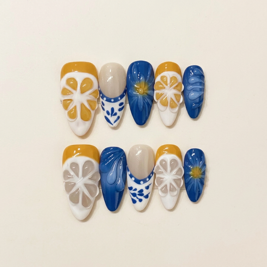 Azure Solis – Main Character Sun-drenched Blue Almond Press-On Nails