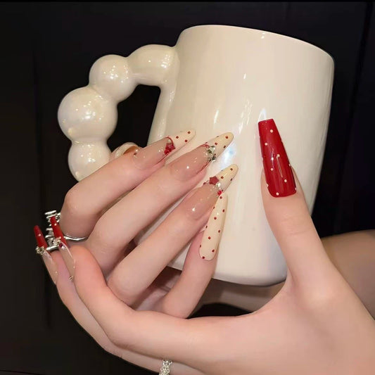 Berry Bobo – Cherry Polka Mismatched Press-On Nails