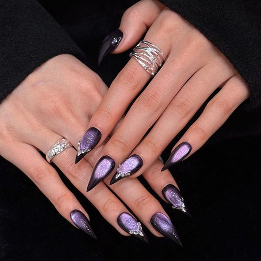 Amethyst Talon β Purple Cat Eye Gothic Press-On Nails