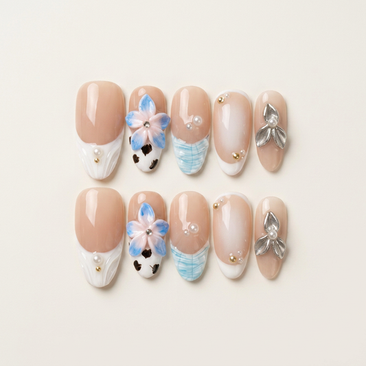 Azure Mermaid – Soft Feminine Almond Press-On Nails