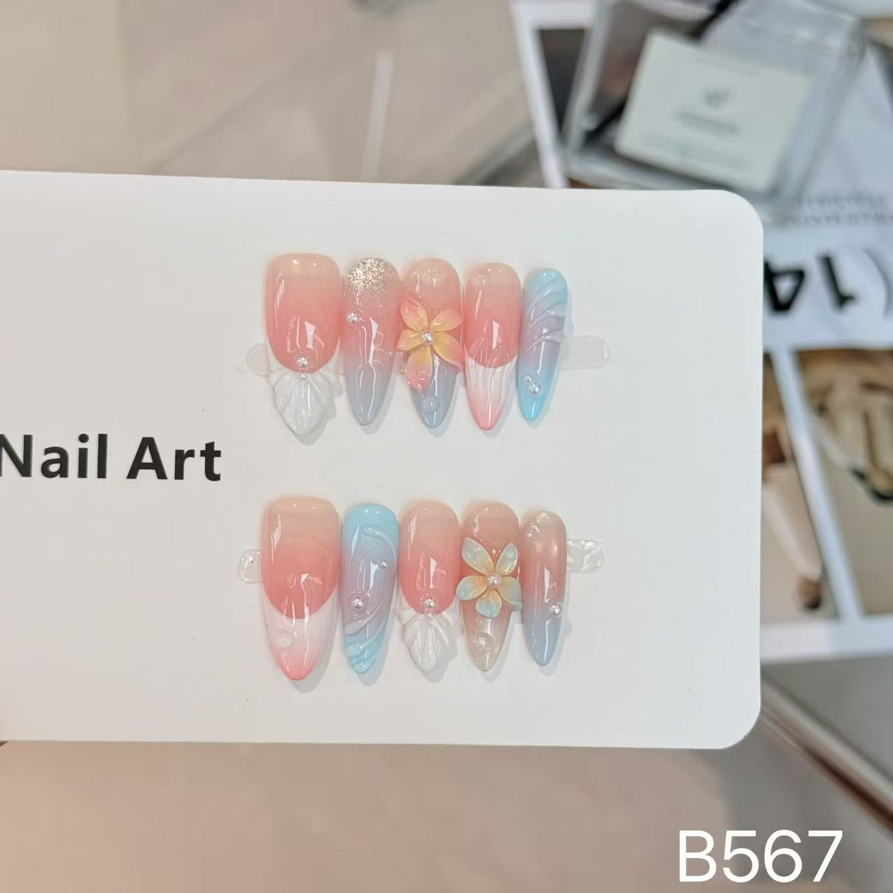Ocean Shells – Sunset Mermaid Ombre Press-On Nails