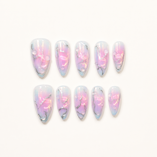 Celestial Drift โ Iridescent 3D Stiletto Press-On Nails