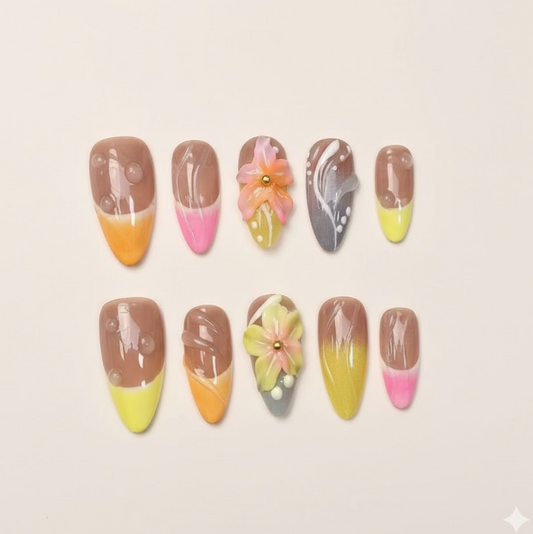 Aura Dew – Soft Feminine Luminous Pearl Almond Press-On Nails