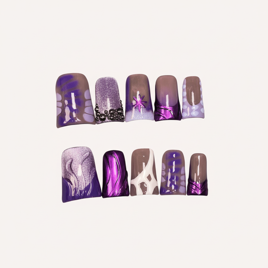 Mystic Amethyst โ Main Character Purple Chrome Square Press-On Nails