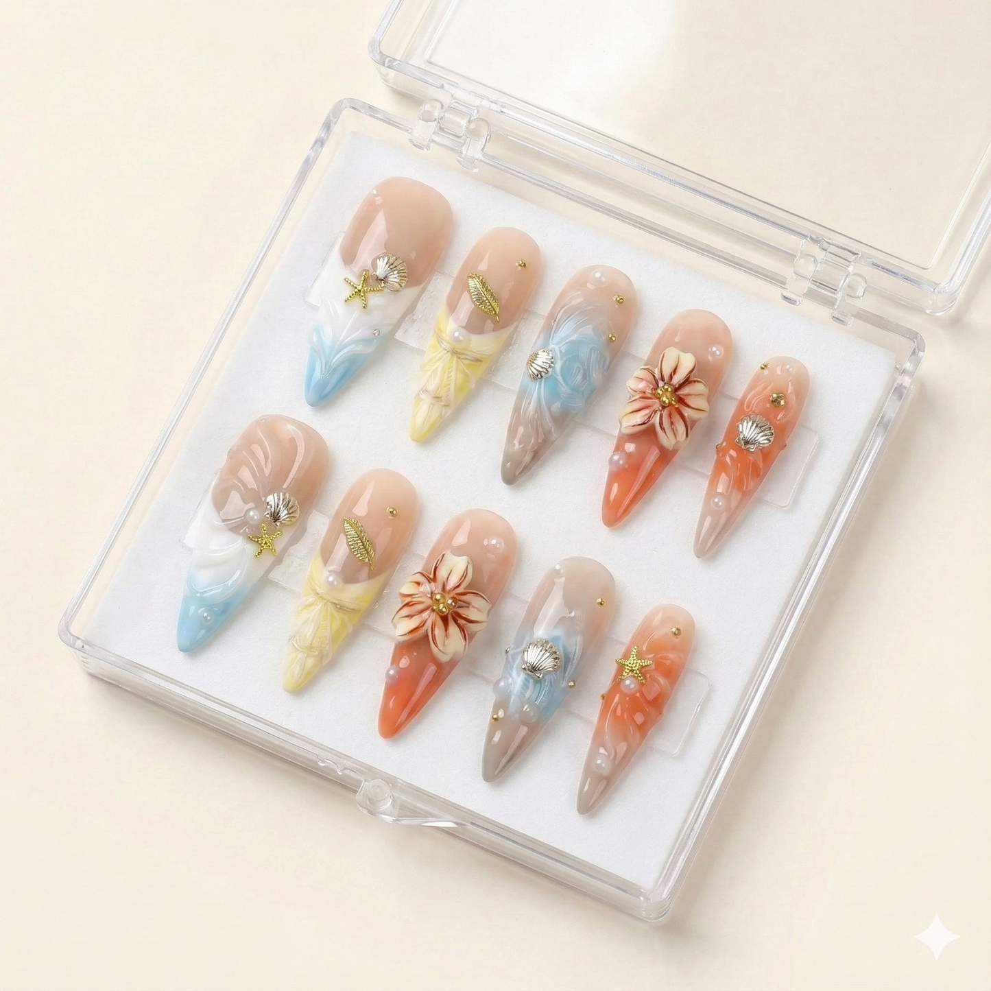 Soiree Seaside – Almond Press-On Nails