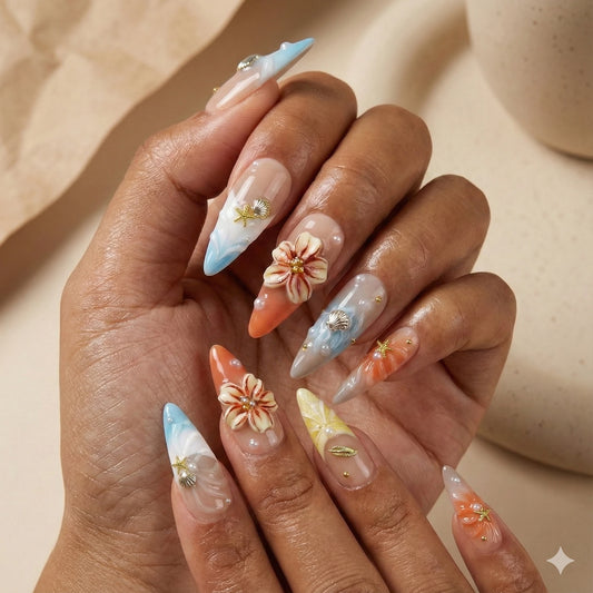 Soiree Seaside – Almond Press-On Nails