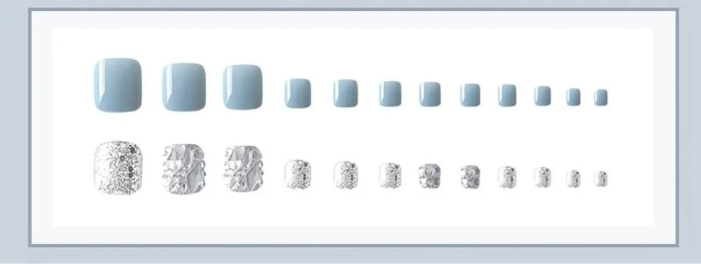 Slate Blue & Silver Foil Luxury Toes