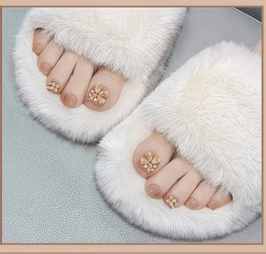 Latte Nude Gold Blossom Luxury Toes