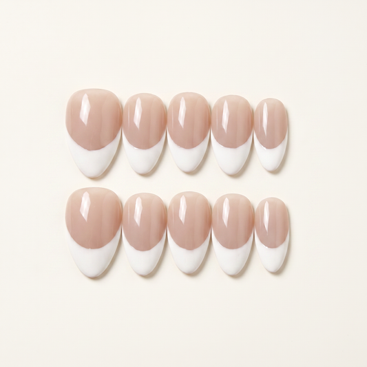 Classic Pure – Quiet Luxury White French Almond Press-On Nails