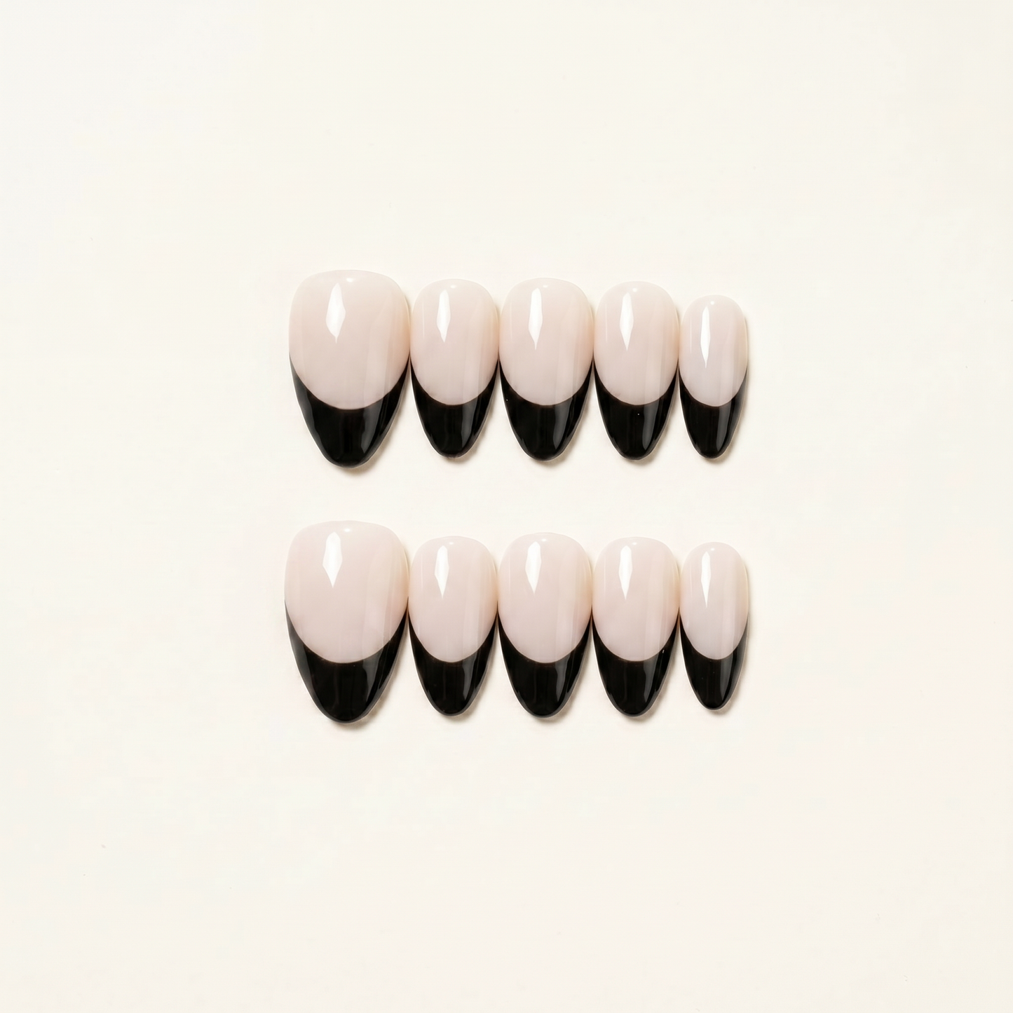 Midnight Frame – Dark Feminine Black French Almond Press-On Nails