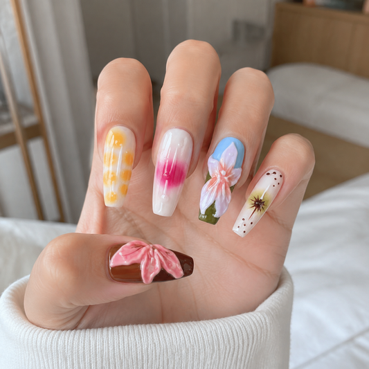 Amazonia Glow – Main Character Emerald Glow Coffin Press-On Nails