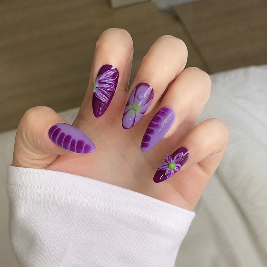 Royal Violet – Dark Feminine Deep Purple Almond Press-On Nails