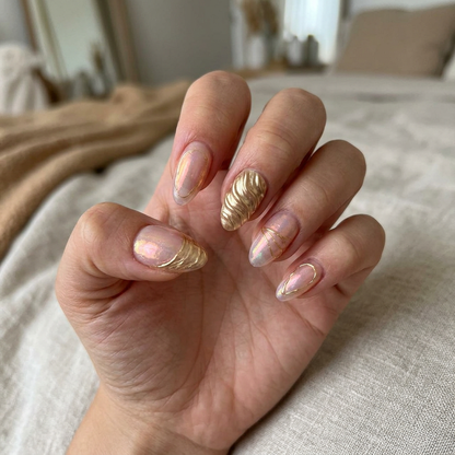Peach Aura – Clean Girl Almond Press-On Nails