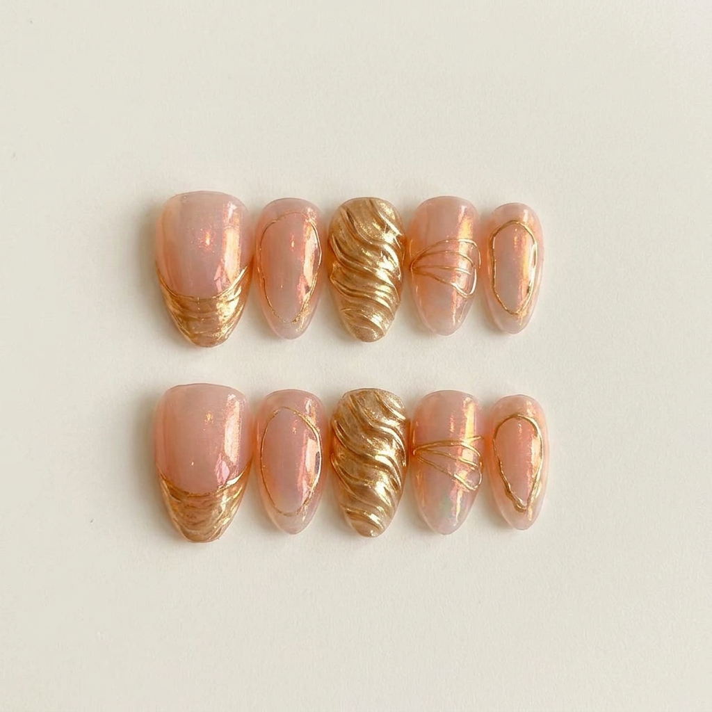 Peach Aura – Clean Girl Almond Press-On Nails