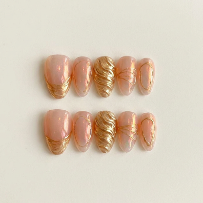 Peach Aura – Clean Girl Almond Press-On Nails