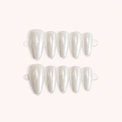 Pearl Glaze – Clean Girl Almond Press-On Nails