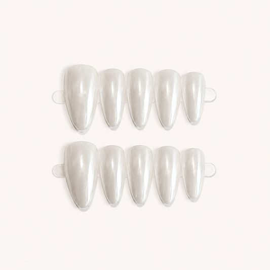 Pearl Glaze – Clean Girl Almond Press-On Nails