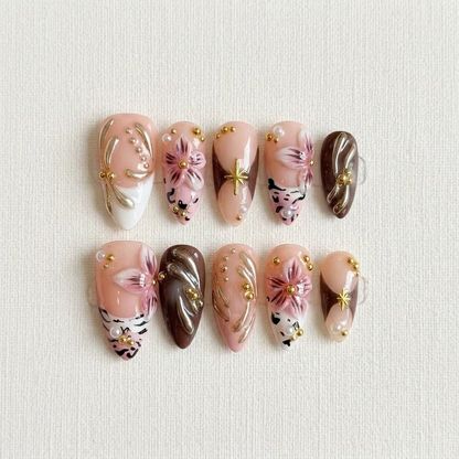 Wild Blossom – Main Character Almond Press-On Nails