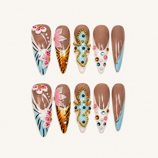 Cheetah-core Babe – Dark Feminine Cheetah Stiletto Press-On Nails