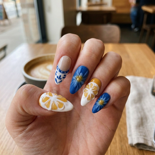 Azure Solis – Main Character Sun-drenched Blue Almond Press-On Nails