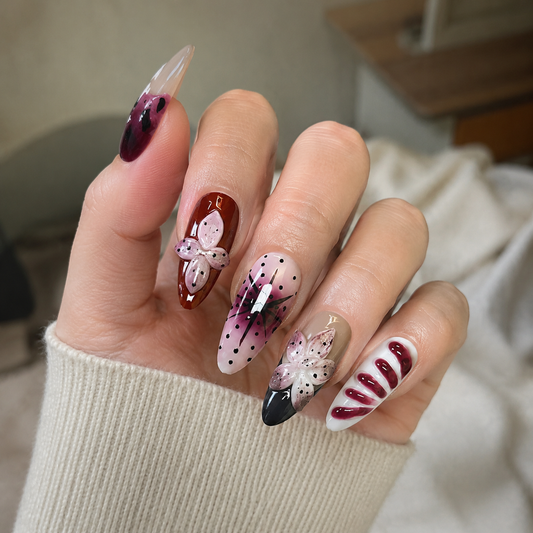 Velvet Orchid – Dark Feminine Burgundy Almond Press-On Nails