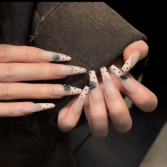 Berry Cute – Blueberry Polka French Press-On Nails