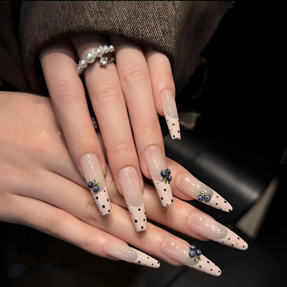Berry Cute – Blueberry Polka French Press-On Nails