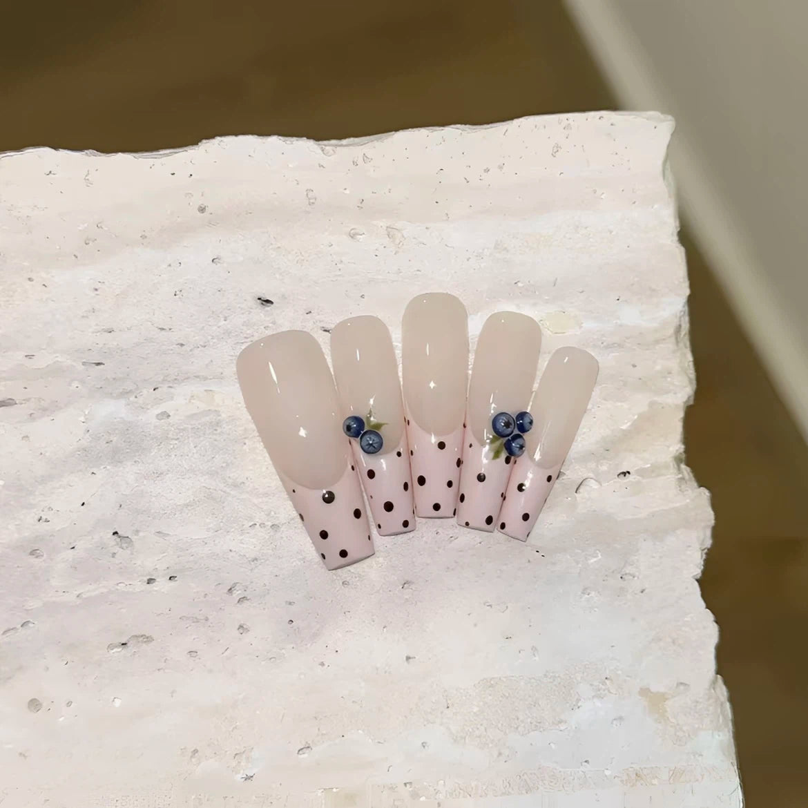 Berry Cute – Blueberry Polka French Press-On Nails