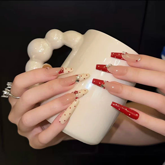 Berry Bobo – Cherry Polka Mismatched Press-On Nails