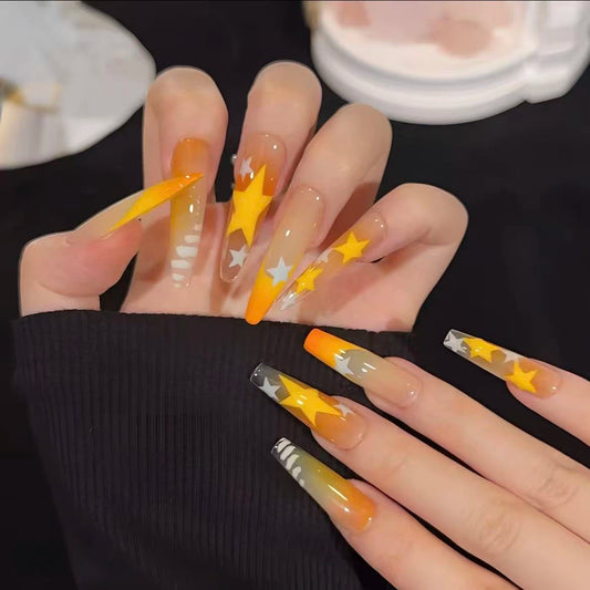 Sunset Starsea – Y2K Star Ombre Press-On Nails