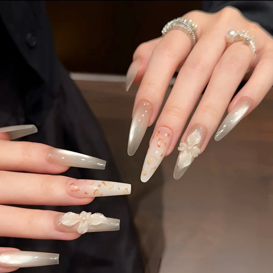 Frosted Leopard – Pearl Chrome Leopard Press-On Nails