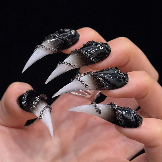 Dragon's Oath – Black Chain Claw Press-On Nails