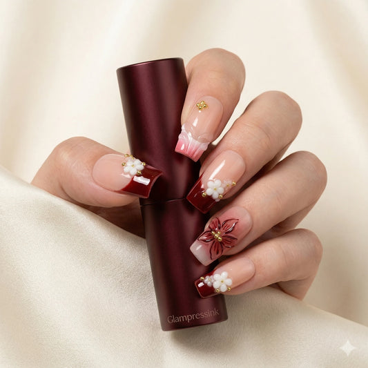 Gilded Peony - Lifestyle shot on hand with lipstick.