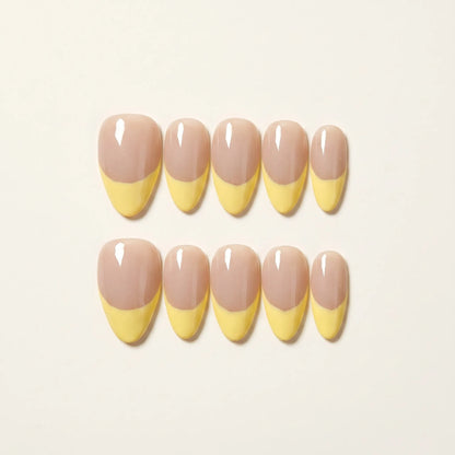 Yellow Sorbet – Soft Feminine Lemon French Almond Press-On Nails