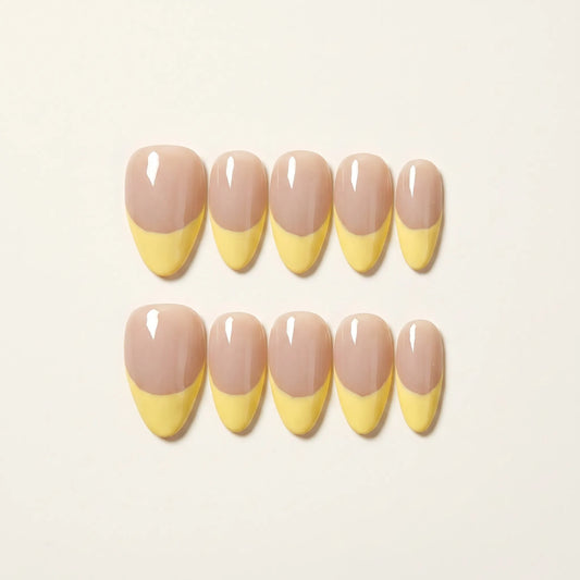 Yellow Sorbet – Soft Feminine Lemon French Almond Press-On Nails