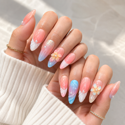 Ocean Shells – Sunset Mermaid Ombre Press-On Nails