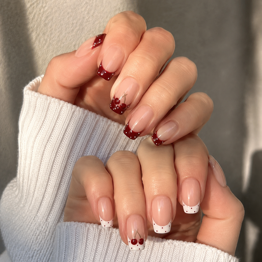 Cherry Polka – Retro Red Coquette Press-On Nails