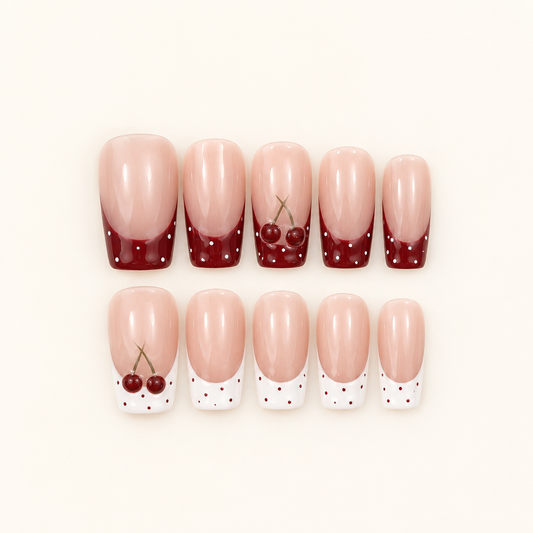 Cherry Polka – Retro Red Coquette Press-On Nails