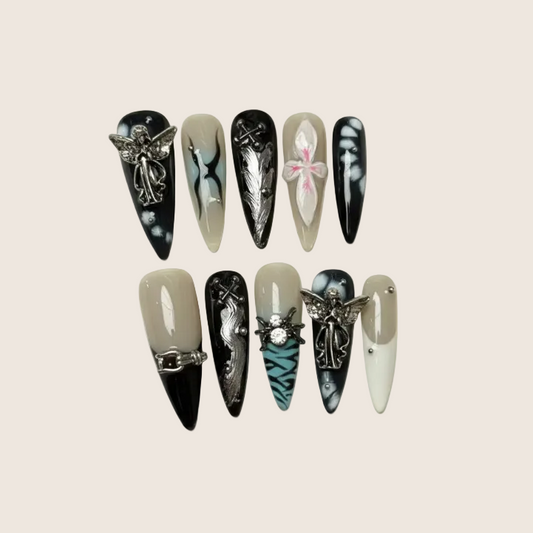 Mocha Cherry - Brown gradient nails with 3D red cherry art.