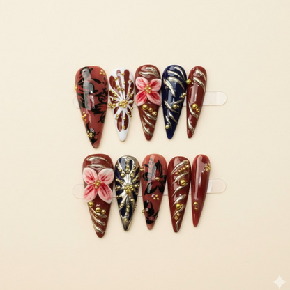 Neon Meadow - Bright neon nails with oversized 3D floral art.