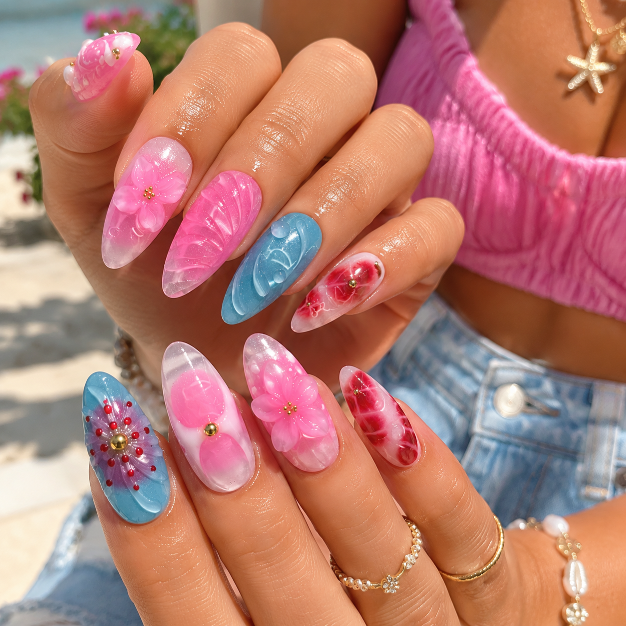 Hibiscus Bloom – Tropical Resort Press-On Nails