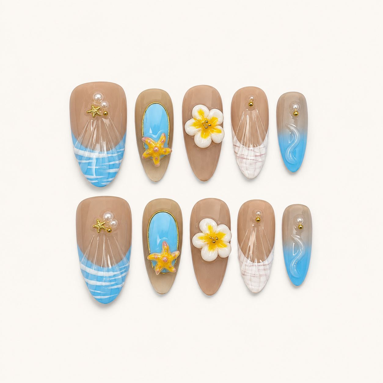 Dream Frangipani – Soft Feminine Floral Almond Press-On Nails