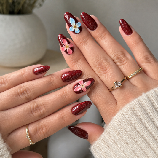 Kiss Crimson – Almond Press-On Nails