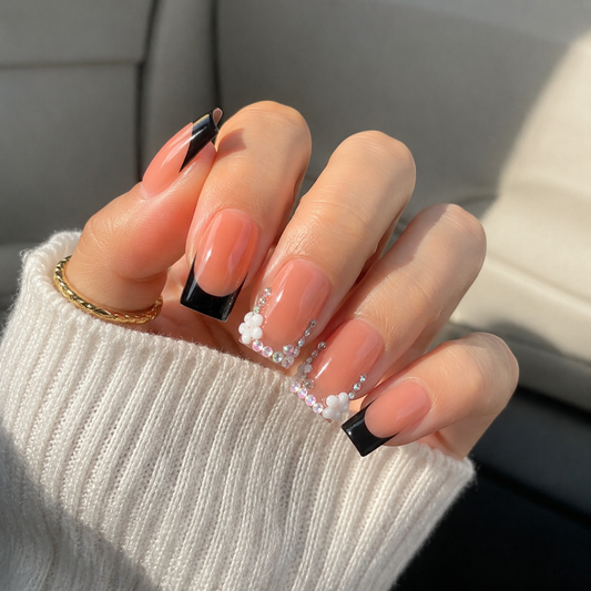 Floral Pop – Soft Feminine Floral Square Press-On Nails