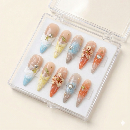 Soiree Seaside – Almond Press-On Nails