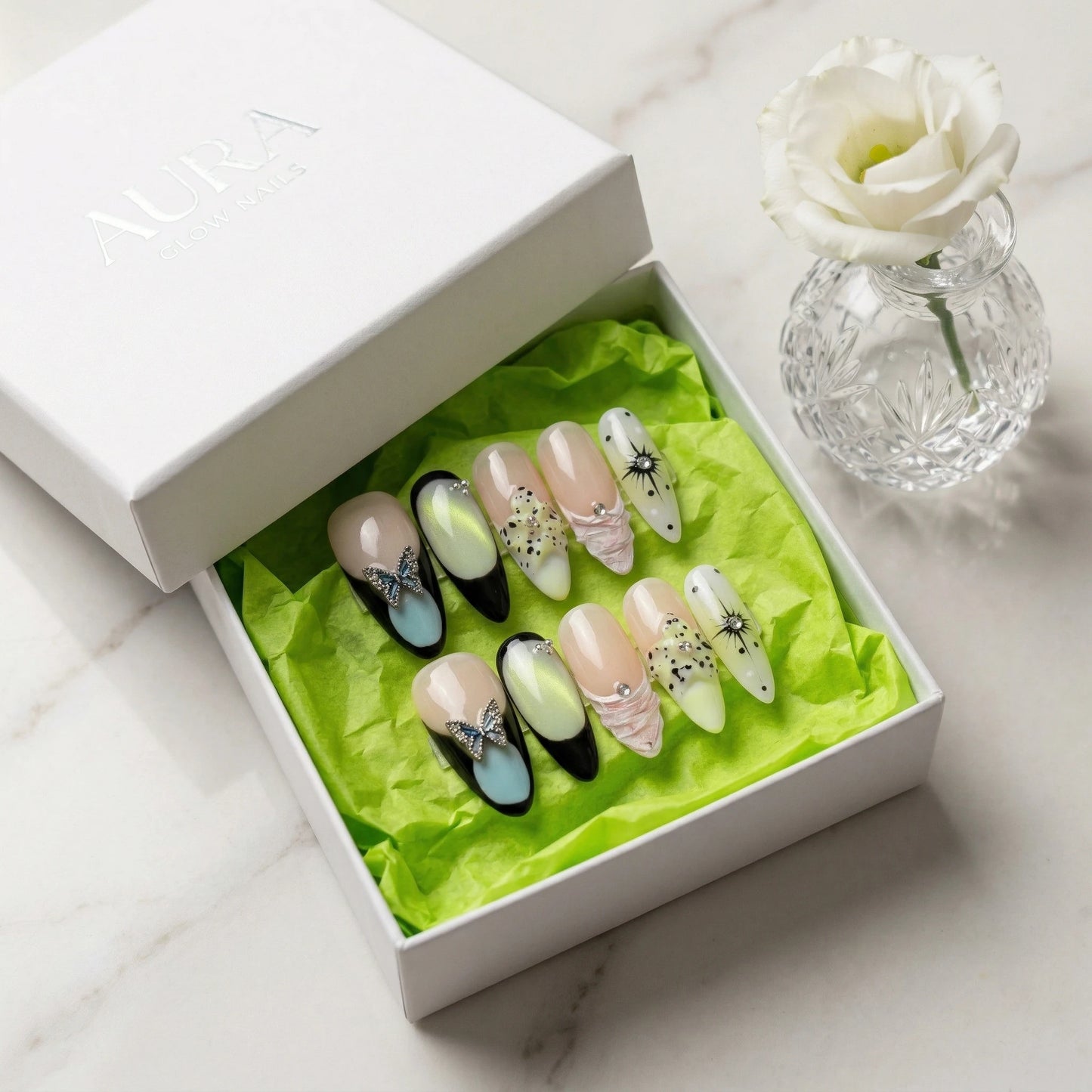 Aurora Sigil – Y2K Butterfly Press-On Nails