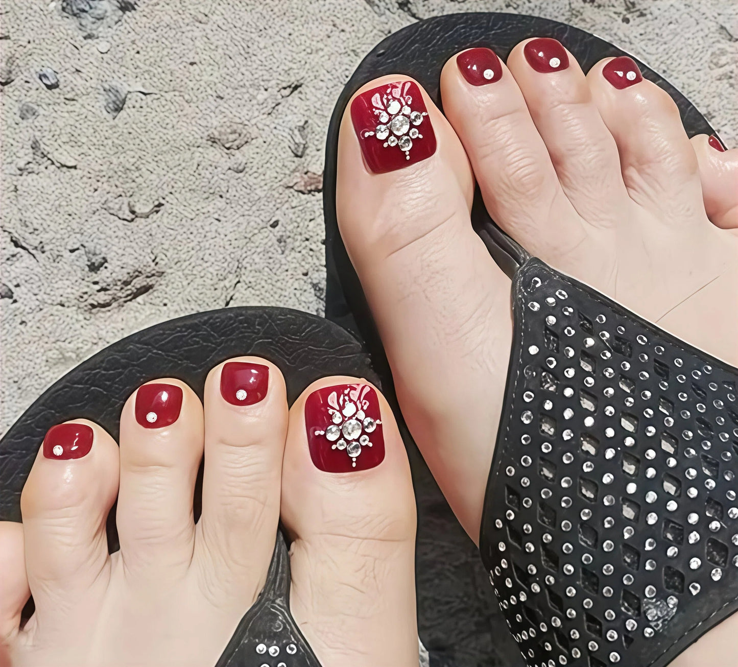 Classic Wine Red Crystal Luxury Toes