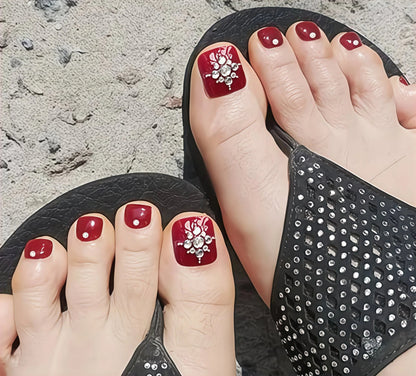 Classic Wine Red Crystal Luxury Toes