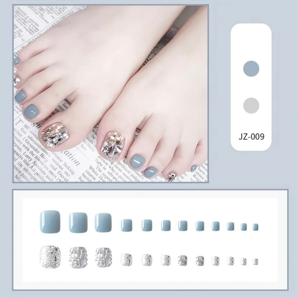 Slate Blue & Silver Foil Luxury Toes