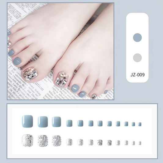 Slate Blue & Silver Foil Luxury Toes